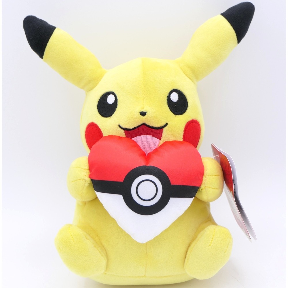 Jazware Pokemon Pikachu Holding Heart Pokeball 8" Plush Stuffed Animal Toy w/Tag
